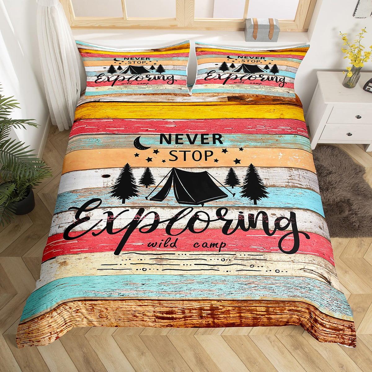 Camping Bedding Set Never Stop Exploring Wild Camp Duvet Covers