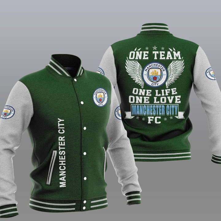 Manchester City Green One Team One Life One Love Baseball Jacket