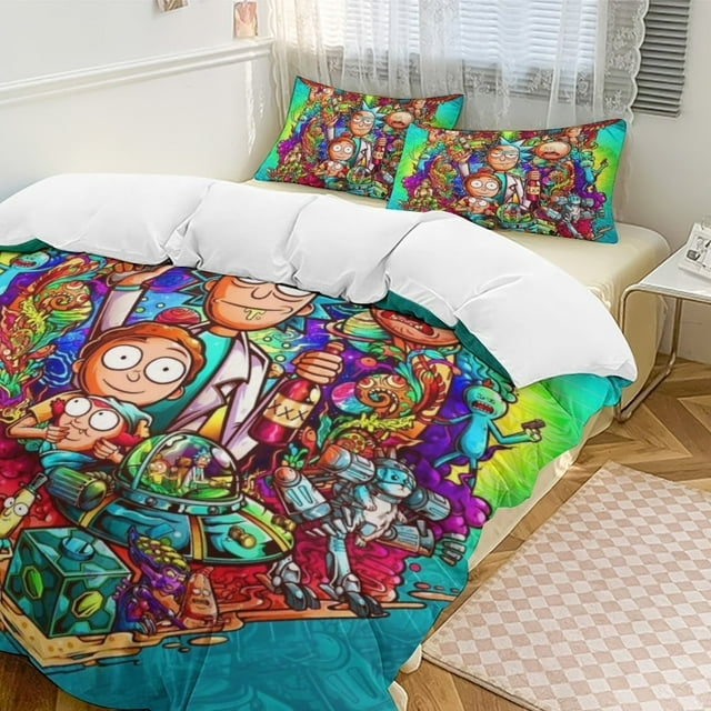 Rick And Morty Bedding Set Rick and Morty Items Doodle Art Duvet Covers