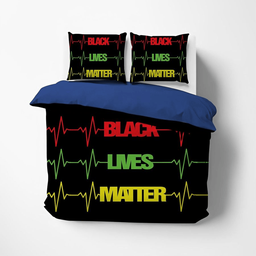 BLM Bedding Set Black Live Matter Heartbeat Pattern Duvet Covers