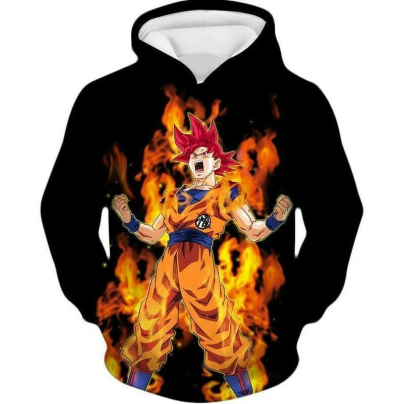Dragon Ball Z Super Saiyan God Red Goku Over Print 3d Hoodie Zip Hoodie