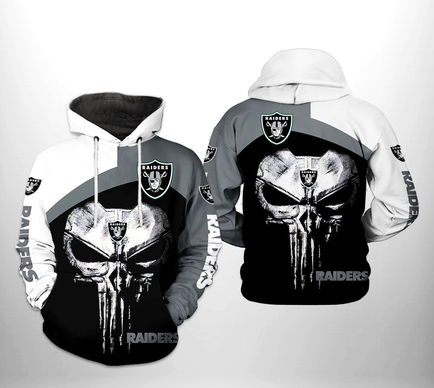 Oakland Raiders Skull Punisher Team 3D All Over Print Hoodie & Zip Hoodie