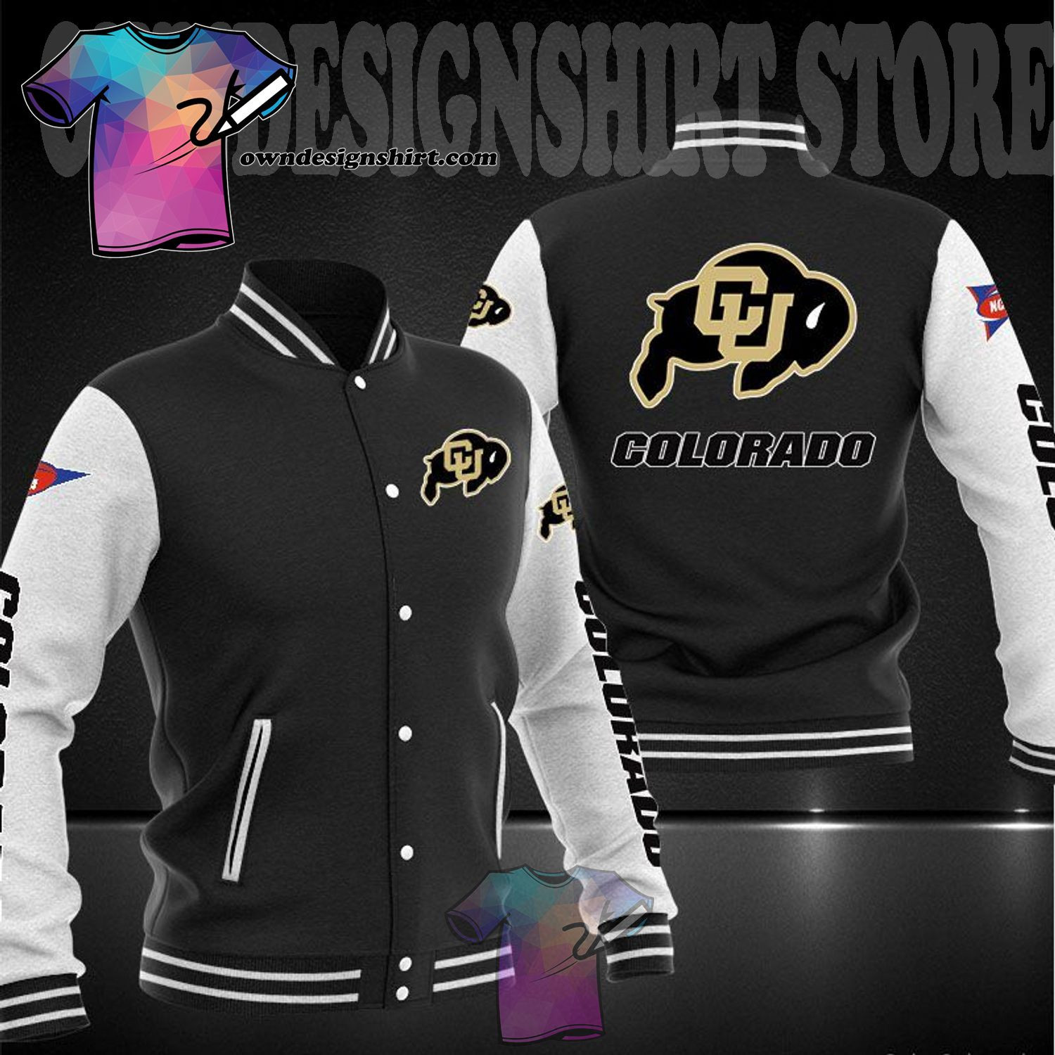 Colorado Buffaloes Black White Baseball Jacket