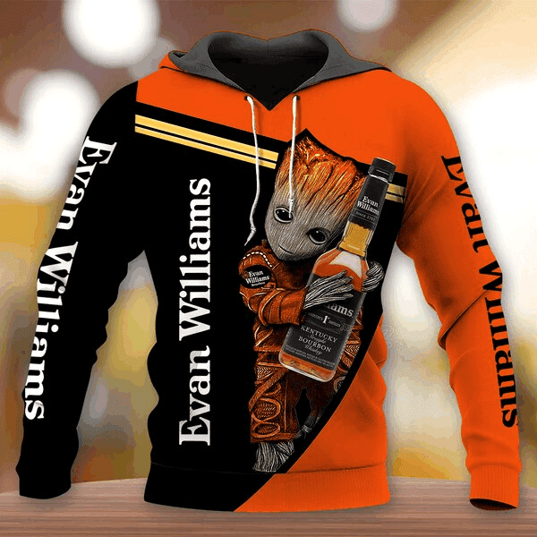 Baby Groot Evan Williams Bourbon 3D All Over Print Hoodie & Zip Hoodie