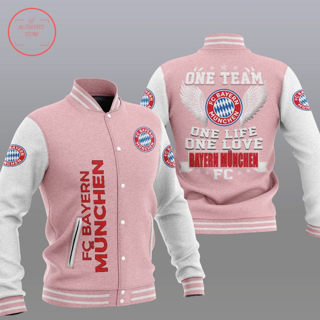 Bayern Munich Pink One Team Baseball Jacket