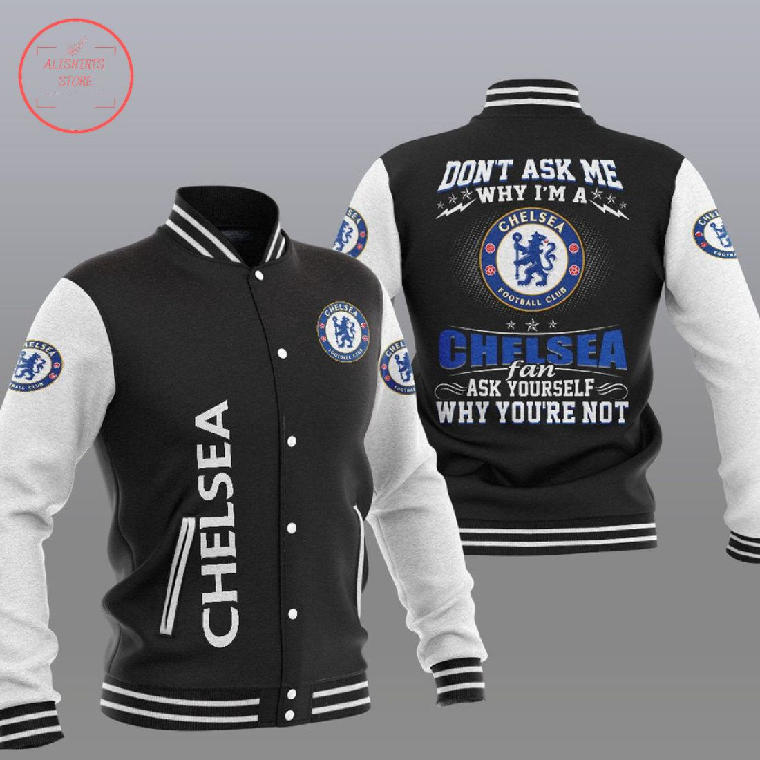 Chelsea FC Black Don't Ask Me Baseball Jacket