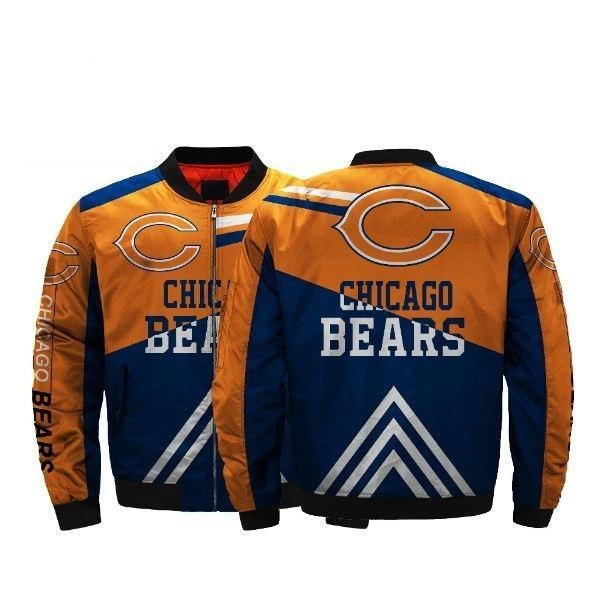 Chicago Bears Orange Blue White Arrow Bomber Jacket
