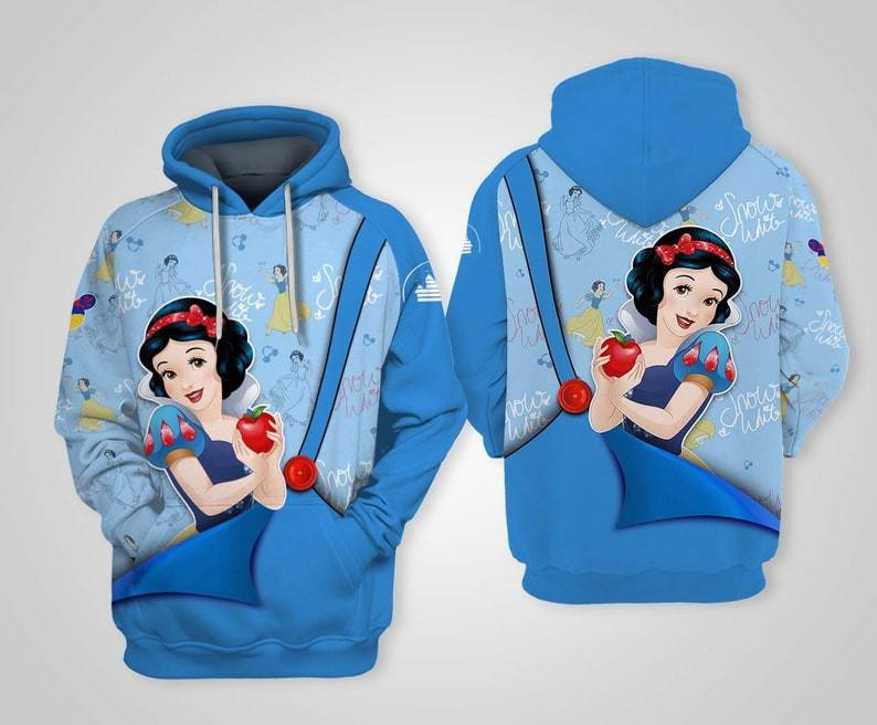 Cartoon Fan Gift, Snow White Princess Disney, Cute Snow White All Over Print Hoodie, Zip Hoodie