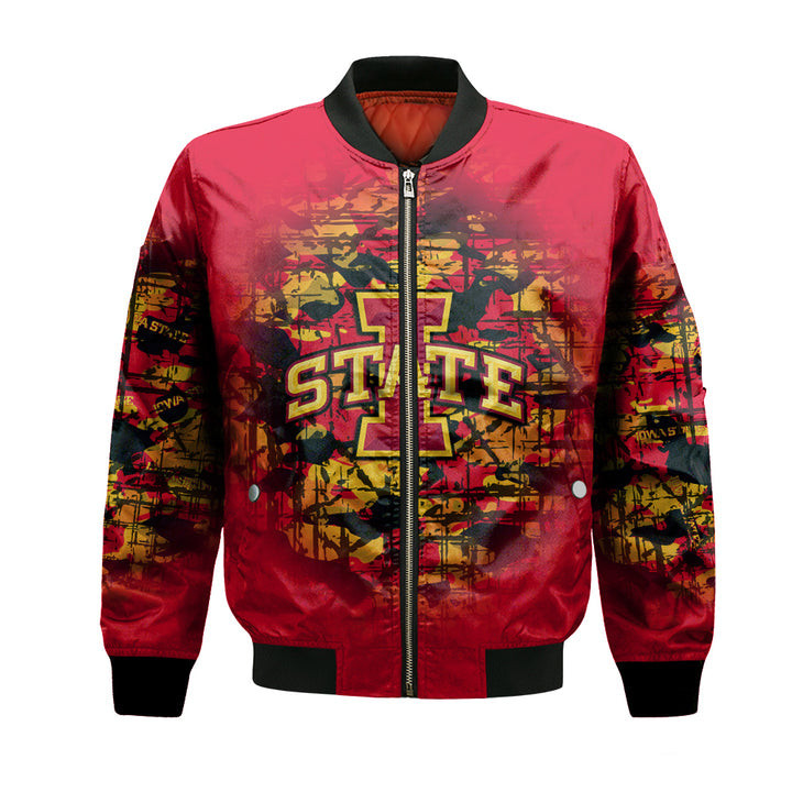Iowa State Cyclones Custom Text Number Cardinal Orange Bomber Jacket