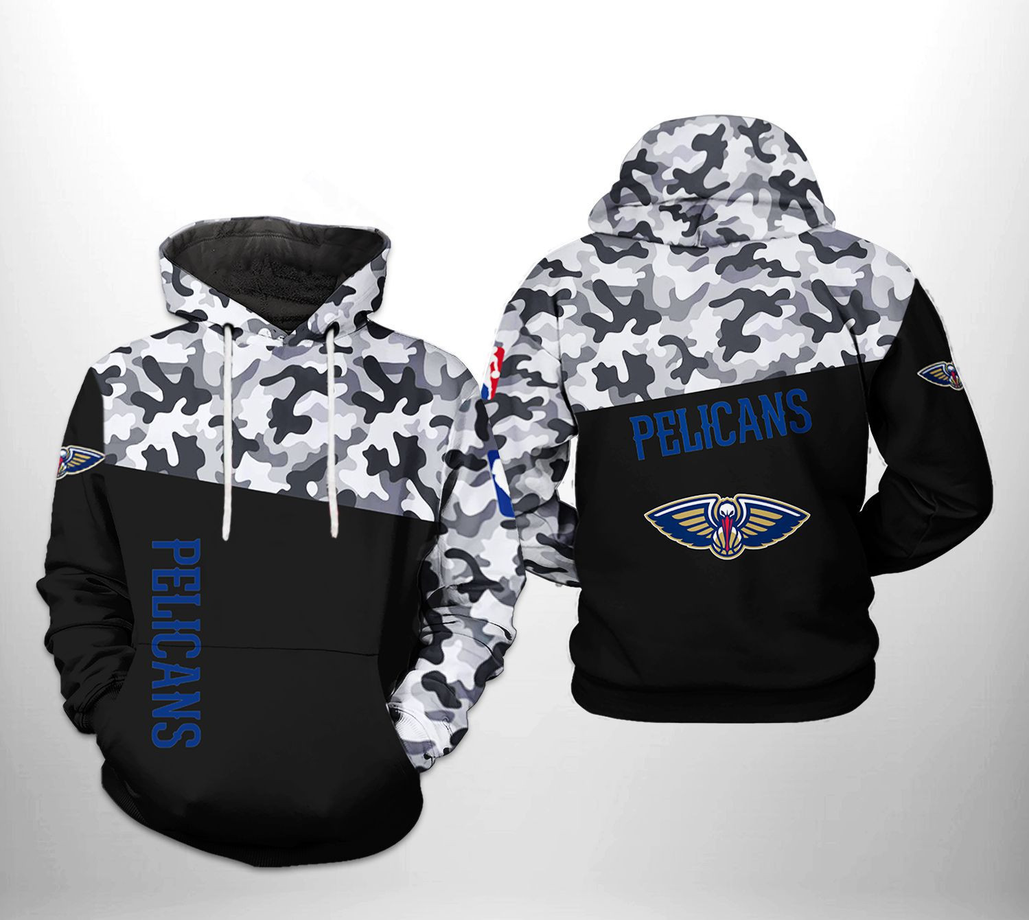 New Orleans Pelicans Camo Veteran Team 3D All Over Print Hoodie & Zip Hoodie