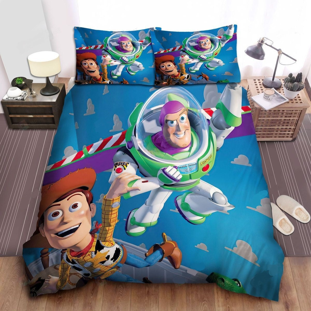 Toy Story Bedding Set DN Buzz Lightyear Woody Flying In Andy Room Duvet Covers