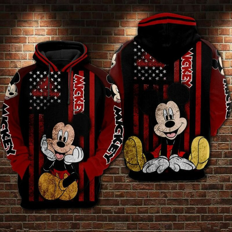 Mickey Mouse American Over Print 3d Hoodie Zip Hoodie