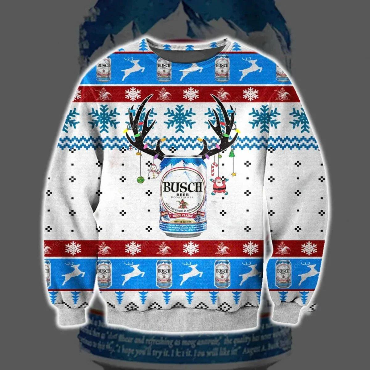 Busch Light Christmas Reindeer Ugly Christmas Sweater