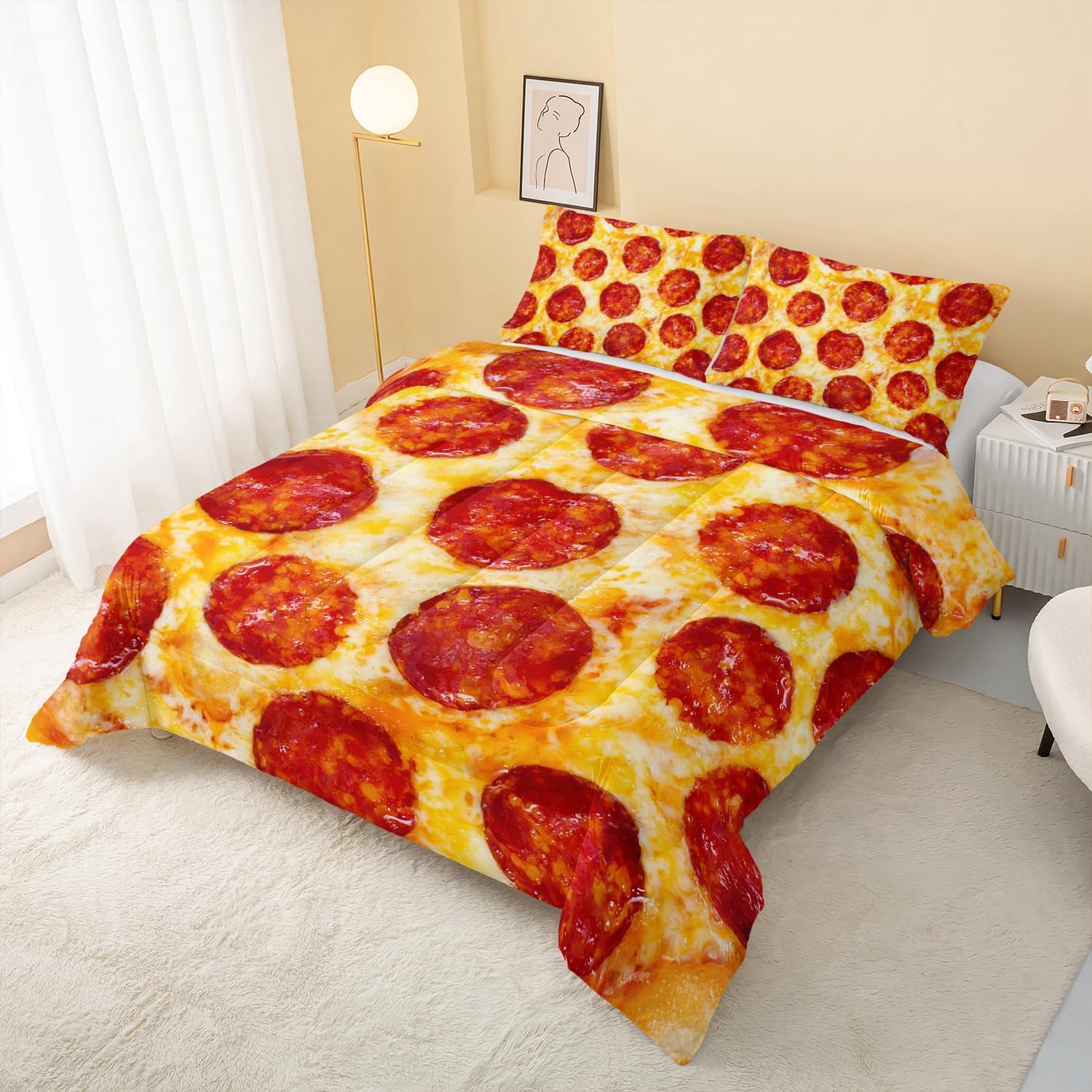 Funny Bedding Set Funny Yummy Pizza Pepperoni Graphic Duvet Covers