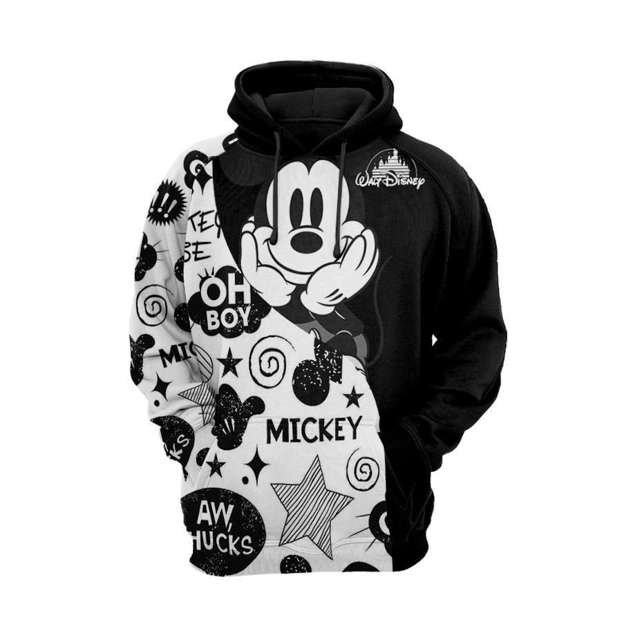 Mickey Mouse Movies Black Over Print 3d Hoodie Zip Hoodie 299