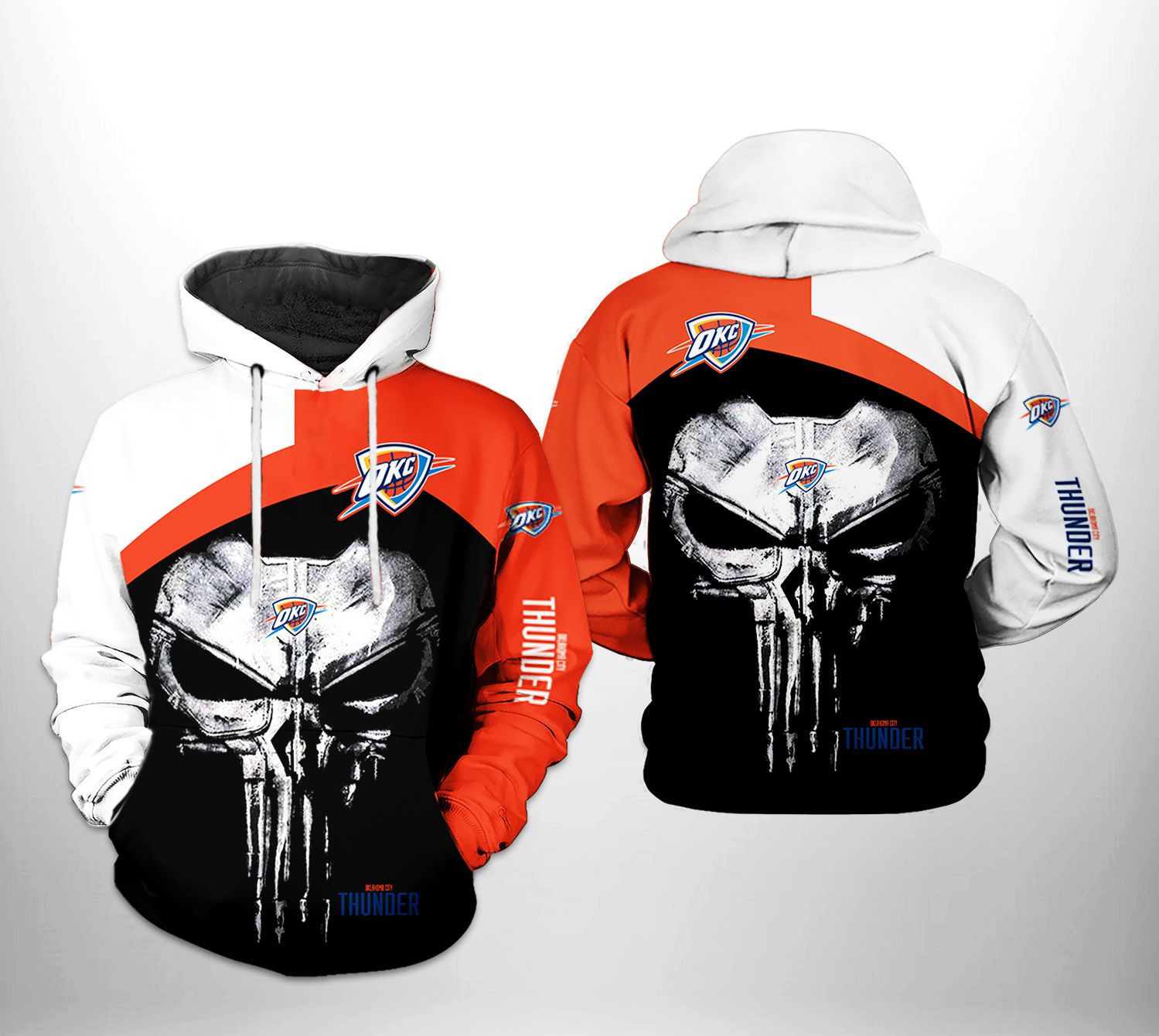 Oklahoma City Thunder Skull Punisher Team 3D All Over Print Hoodie & Zip Hoodie