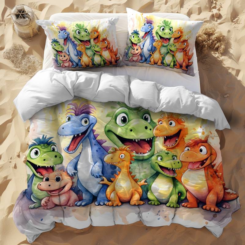 Dinosaur Bedding Set Cute Cartoon Dinosaurs Whole Pack Duvet Covers