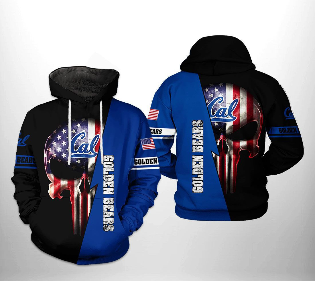 California Golden Bears US Flag Skull 3D All Over Print Hoodie & Zip Hoodie
