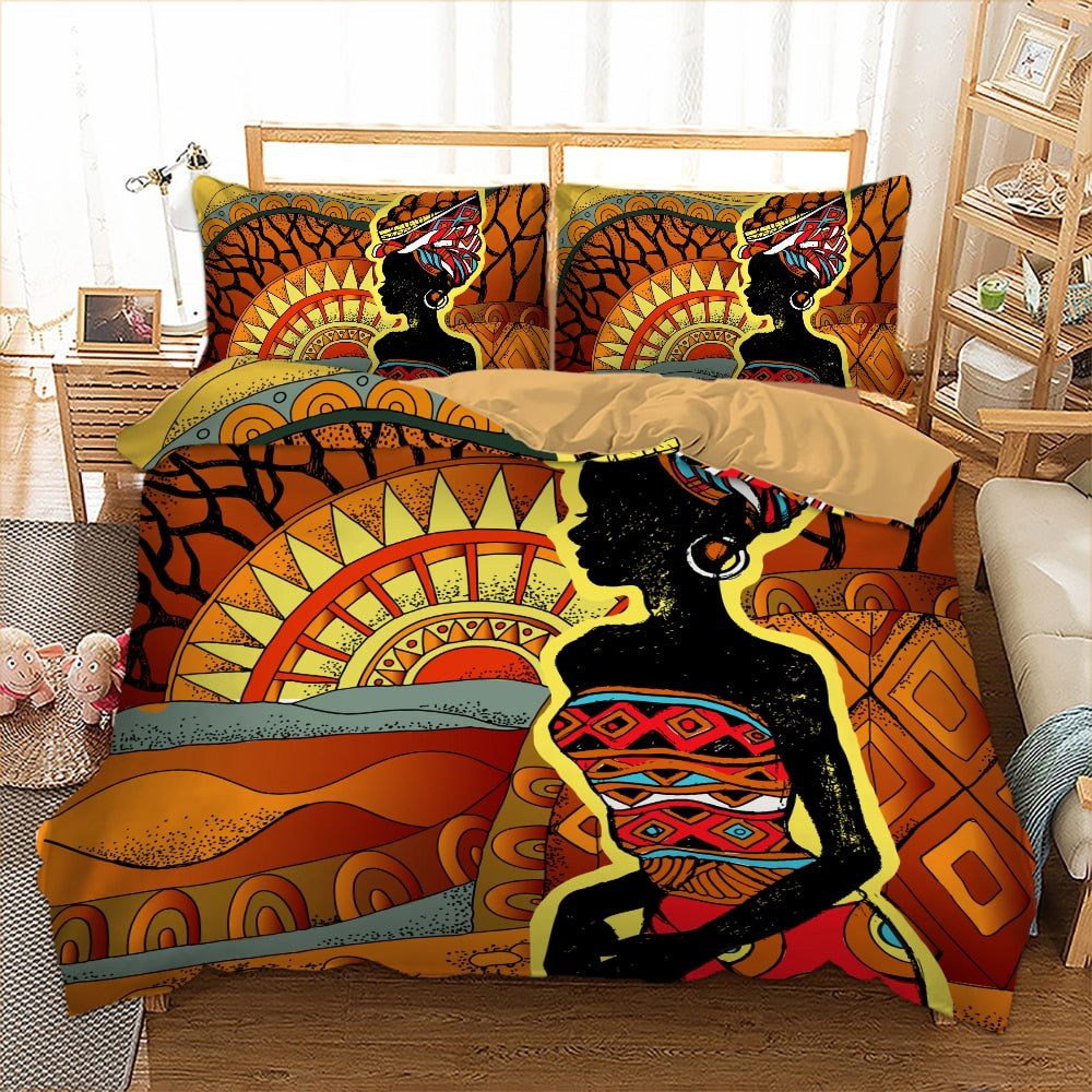 Africa Americans Bedding Set Africa Americans Women Silhouette Duvet Covers