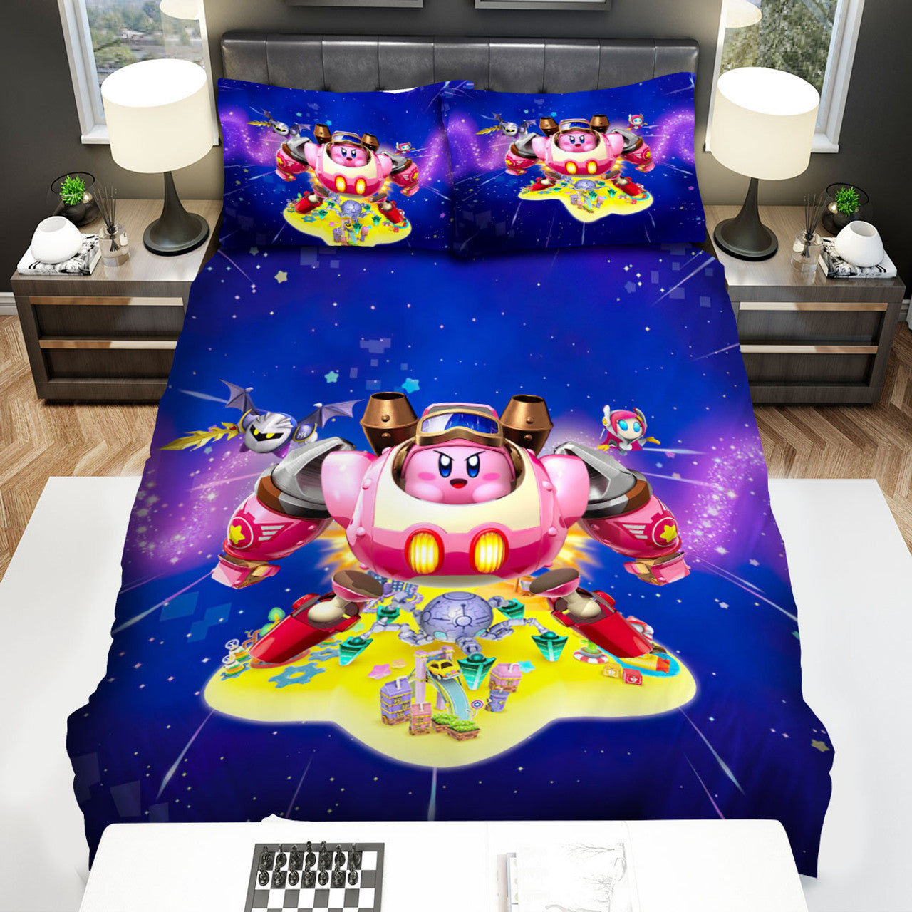 Kirby Bedding Set Kirby Robot In Galaxy Duvet Covers