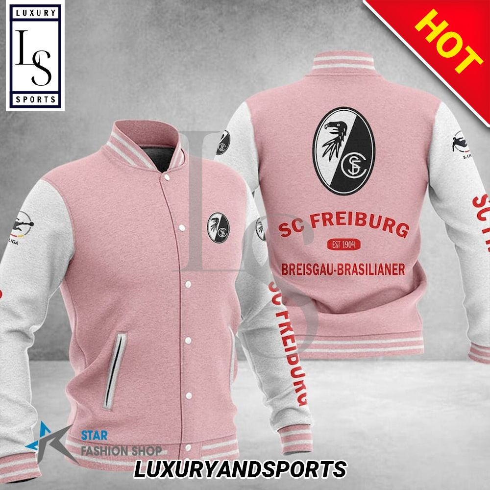 SC Freiburg Pink White Baseball Jacket