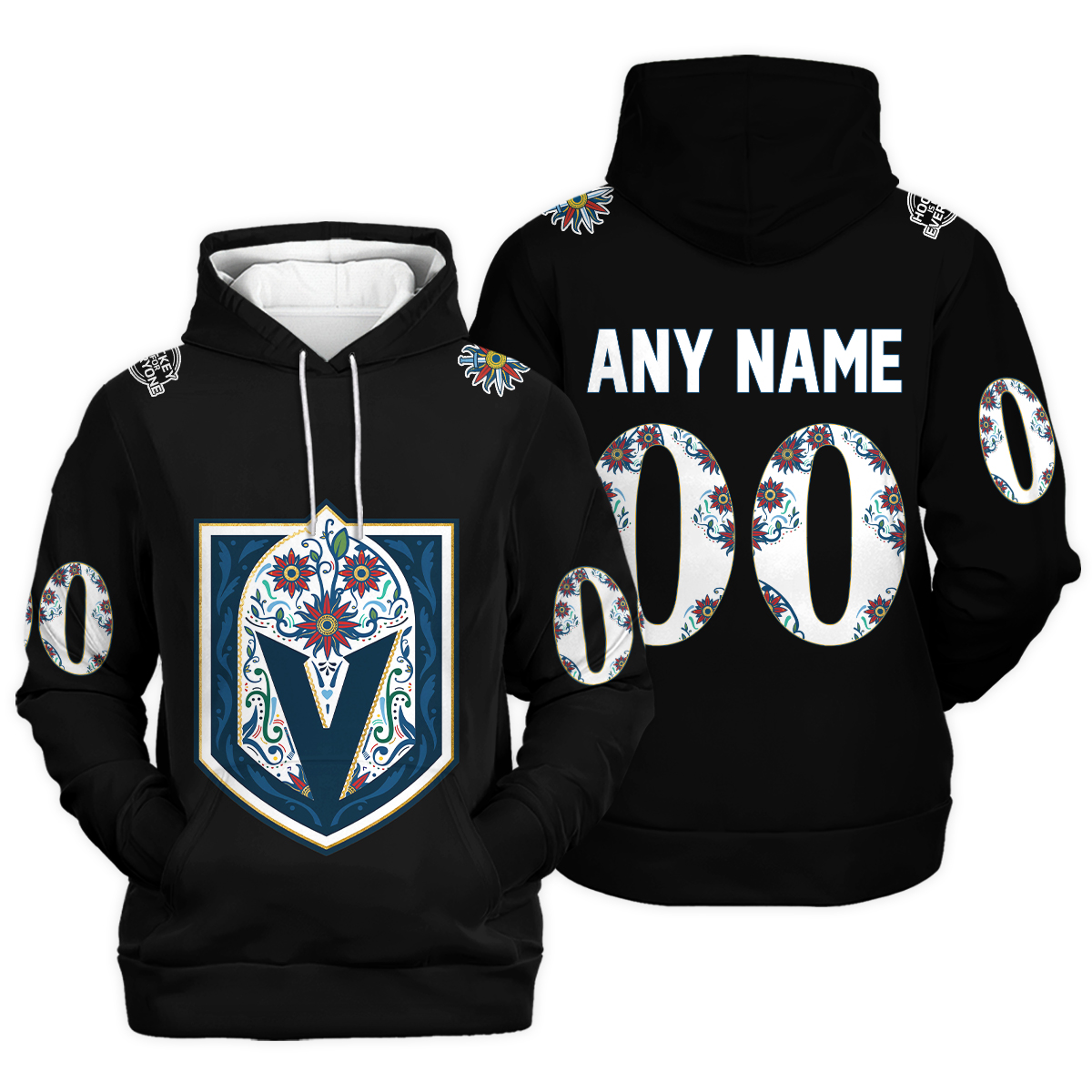 Vegas Golden Knights Black Color Special Hispanic Heritage Graphic All Over Print Hoodie & Zip Hoodie