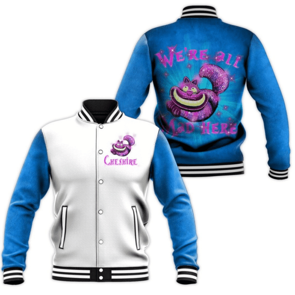 Cheshire ,the Cheshire Mad Cat Alice In Wonderland Cartoon 389 Gift Lover Baseball Jacket 315