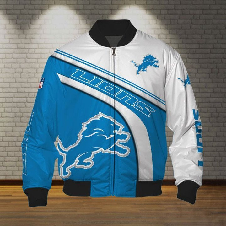 Detroit Lions Blue White Bomber Jacket