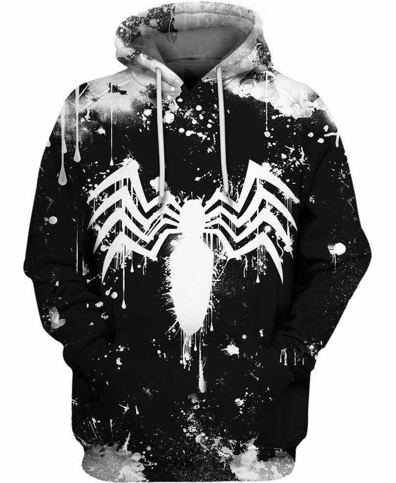 Spider Man Hoodie Spider Man Symbol Black White 3d Hoodie Zip Hoodie