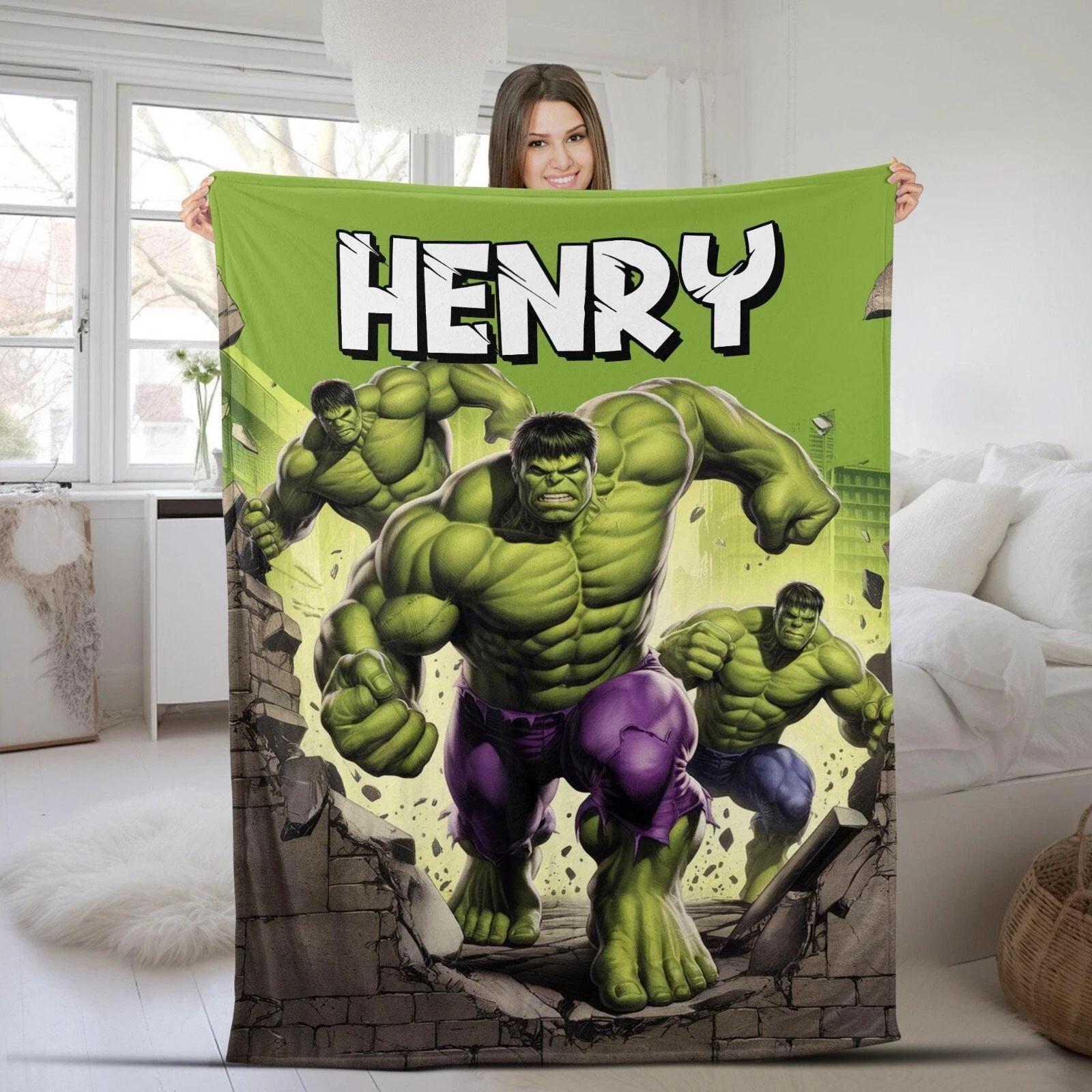 Personalized Hulk Birthday Blanket Hulk Blanket Custom Name Age Hulk Birthday Fleece Sherpa Blanket