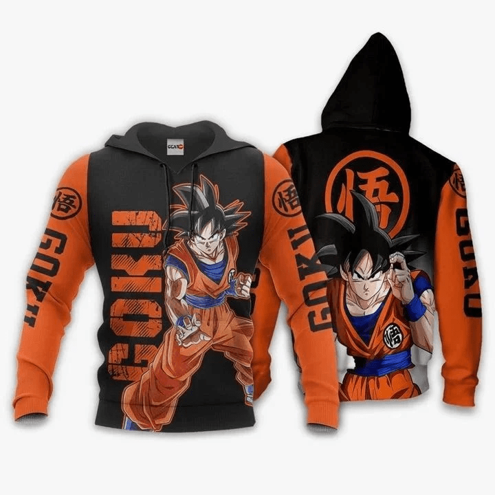 Goku Cartoon Dragon Ball Orange 2 Over Print 3d Hoodie Zip Hoodie