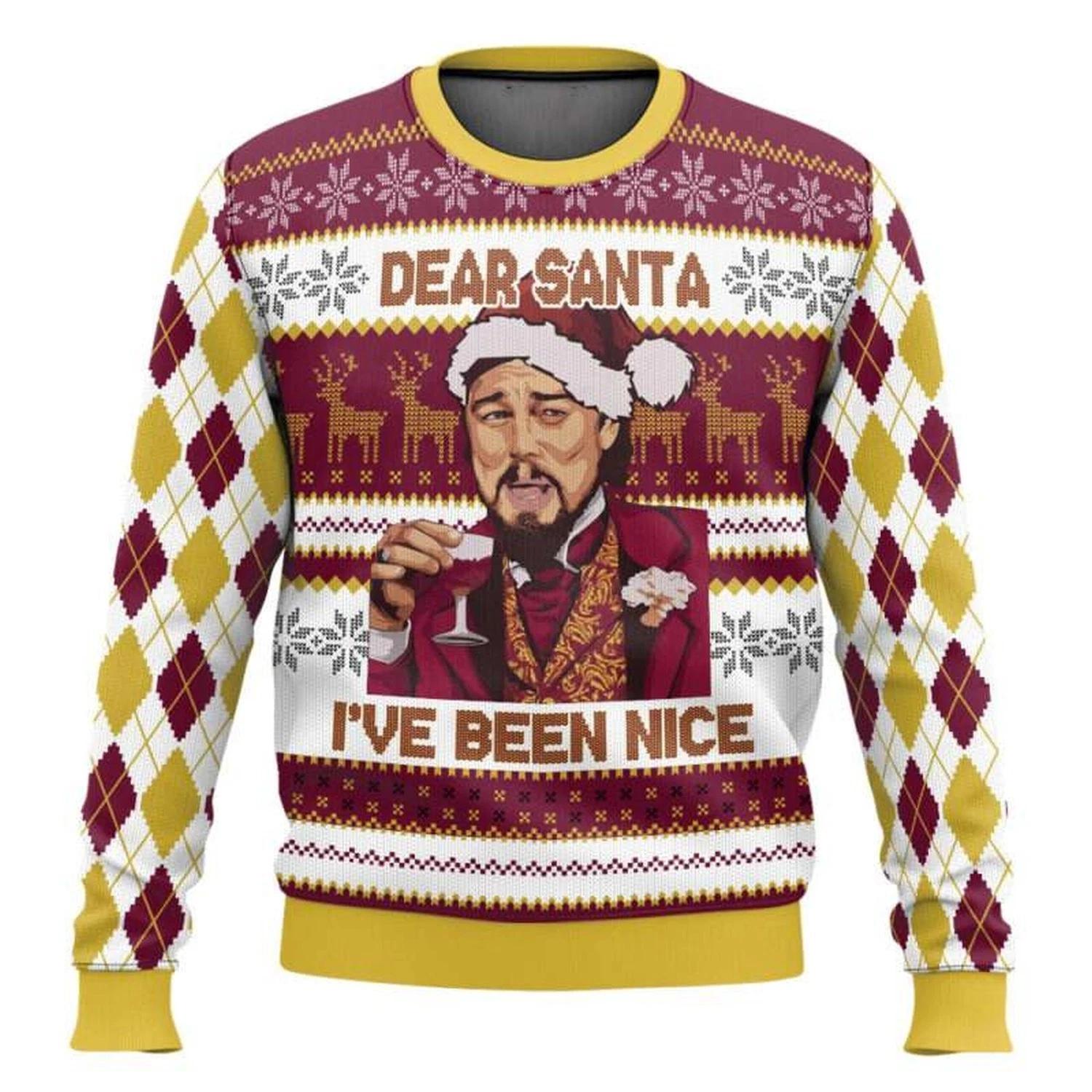 Dear Santa Ive Been Nice Leonardo DiCaprio Ugly Christmas Sweater