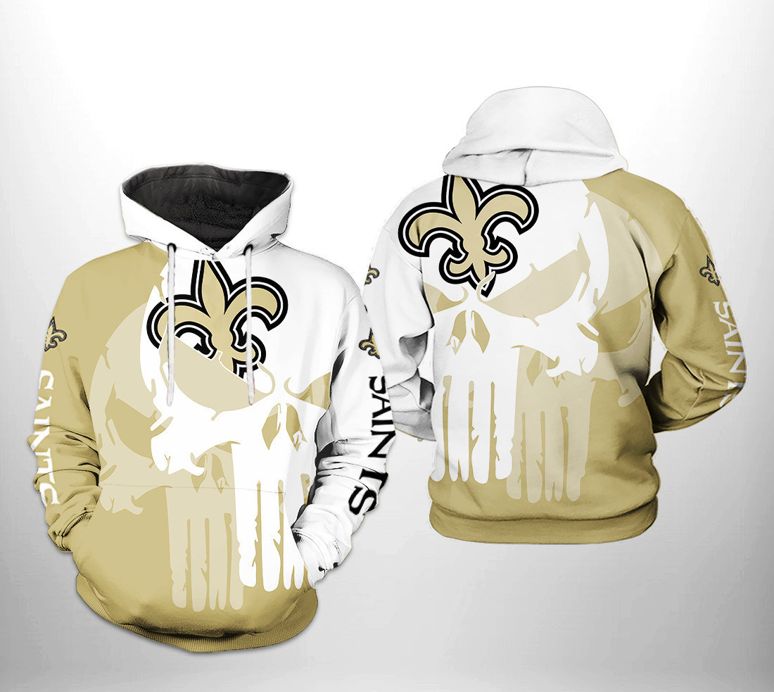 New Orleans Saints Team Skull 3D All Over Print Hoodie & Zip Hoodie
