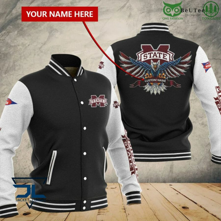 Mississippi State Bulldogs Custom Name Black Baseball Jacket