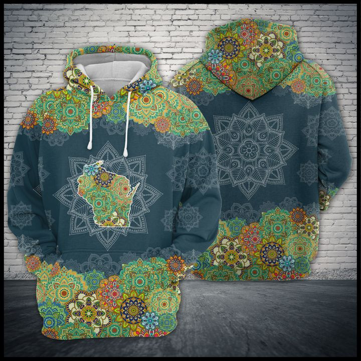 Wisconsin Floral Mandal 3D All Over Print Hoodie & Zip Hoodie