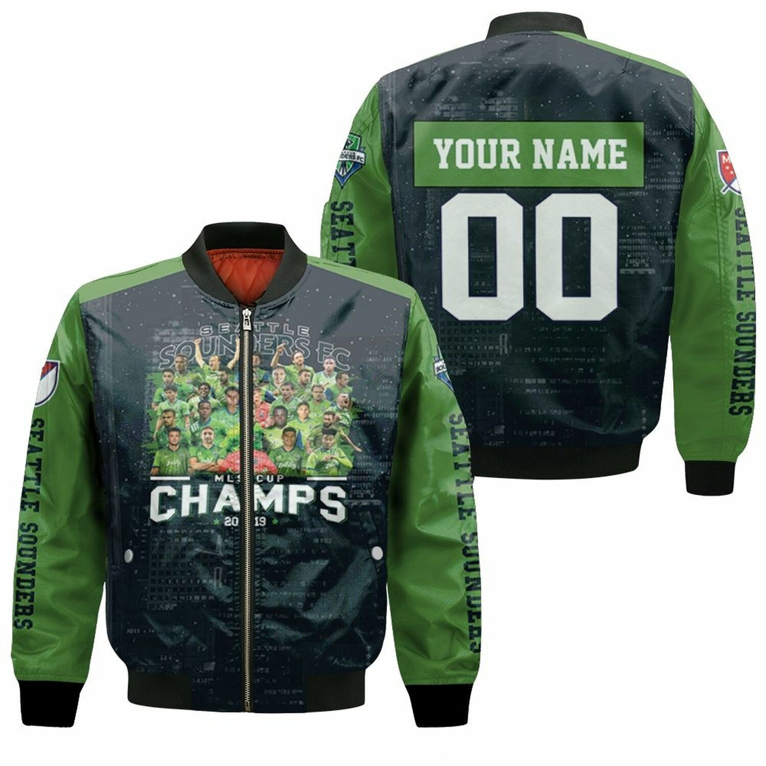 Seattle Sounders FC Champions 2019 Custom Name Number Bomber Jacket