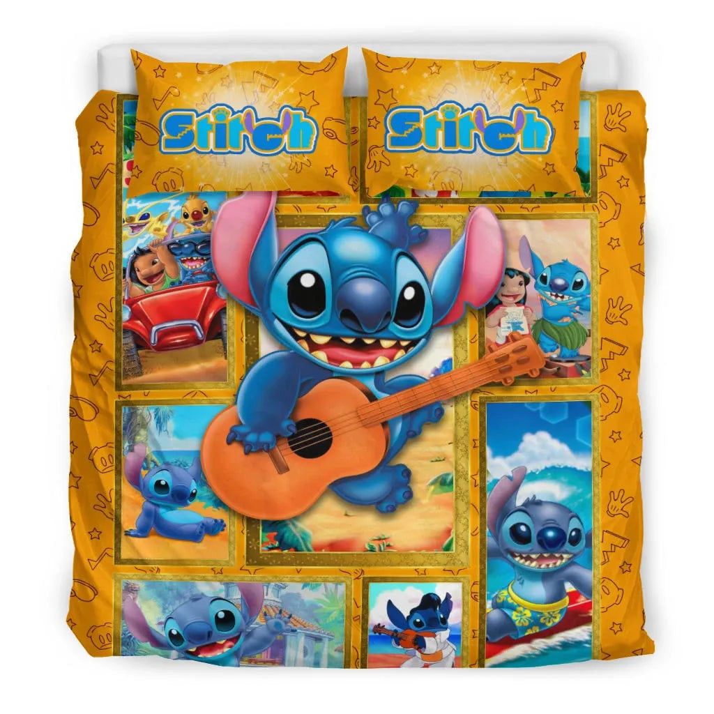 Lilo And Stitch Bedding Set Stitch Playing Guitar On The Beach Duvet Covers
