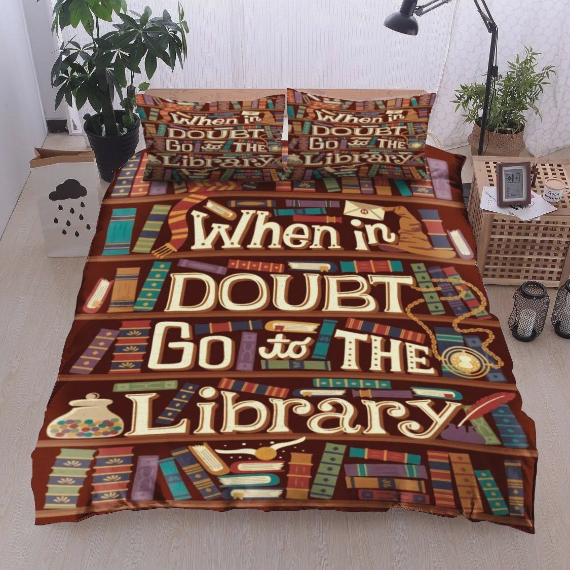 Book Bedding Set When In Doubt Go To The Library Duvet Covers