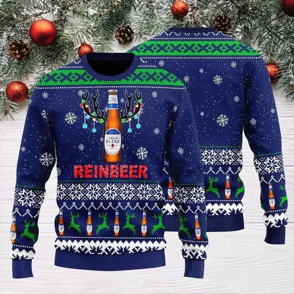 Michelob Ultra Christmas Reindeer Ugly Christmas Sweater