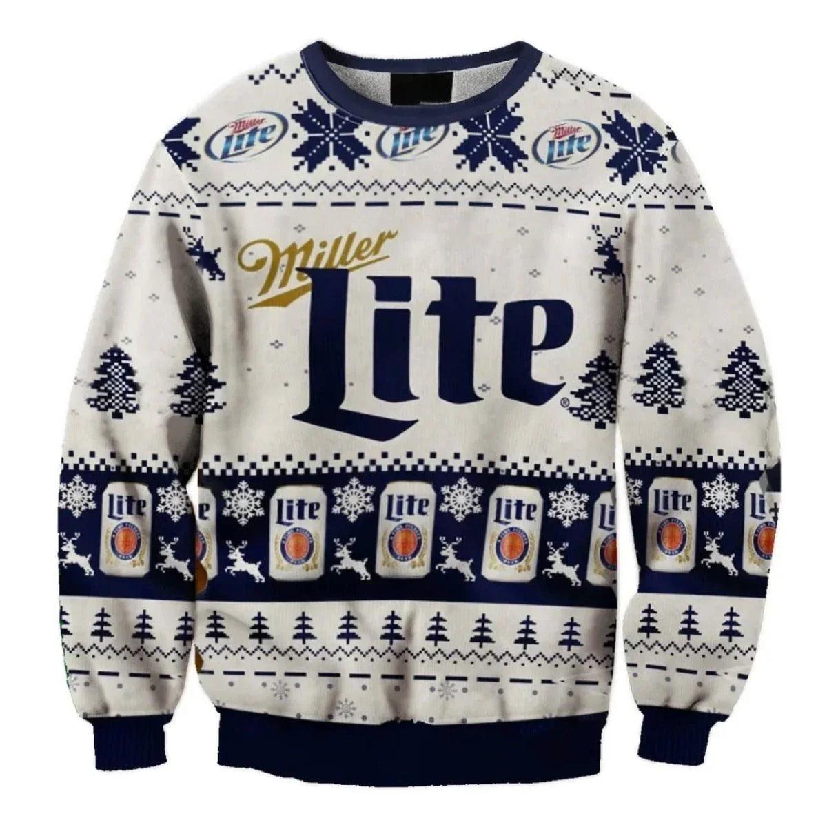 Miller Lite Christmas Holiday Ugly Christmas Sweater