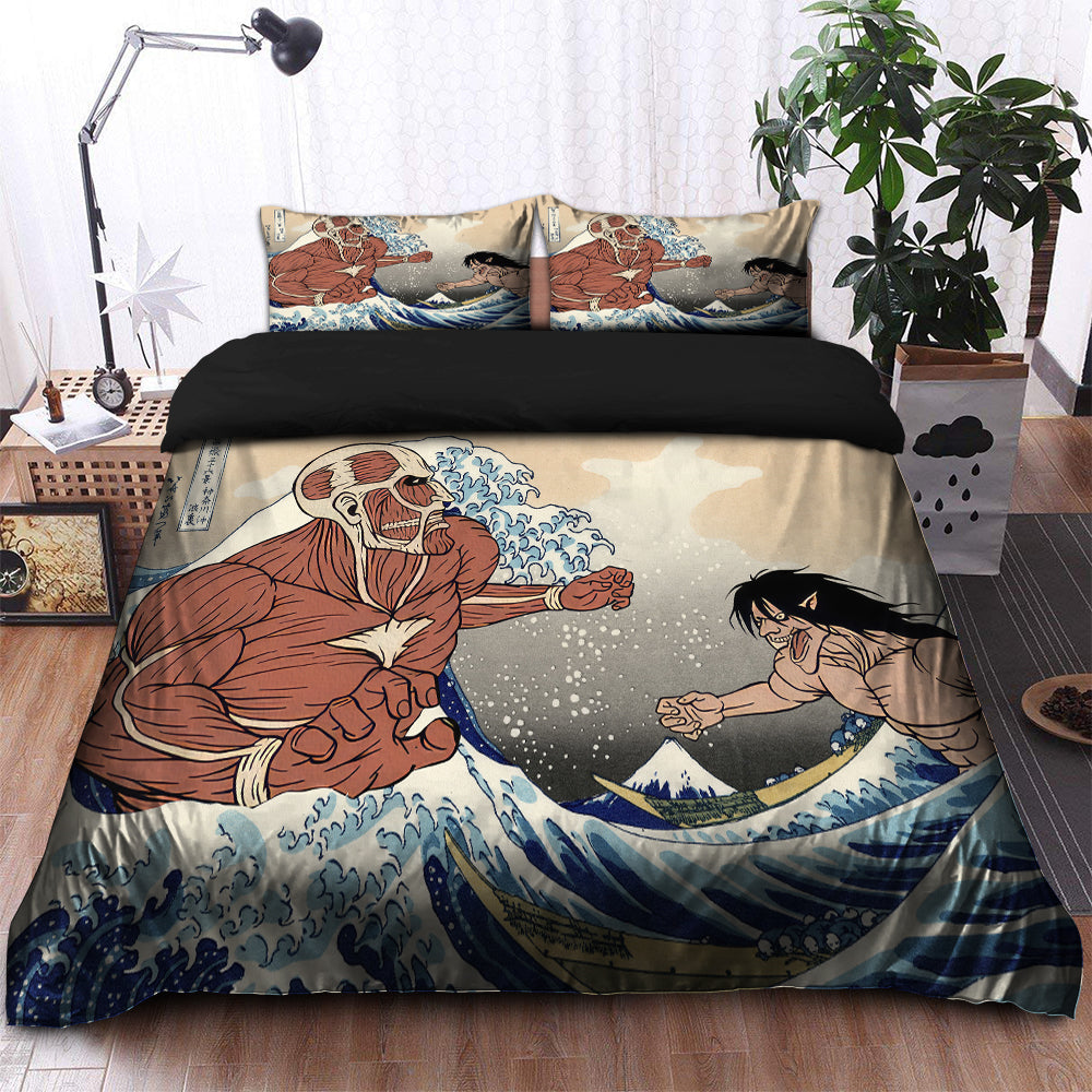 Attack On Titan Bedding Set Attack On Titan The Great Wave Duvet Covers