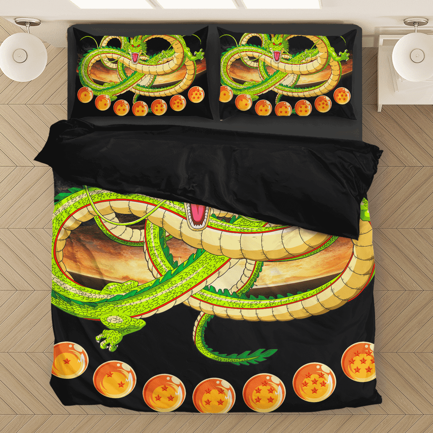 Dragon Ball Bedding Set Shenron And Seven Magical Dragon Balls Duvet Covers
