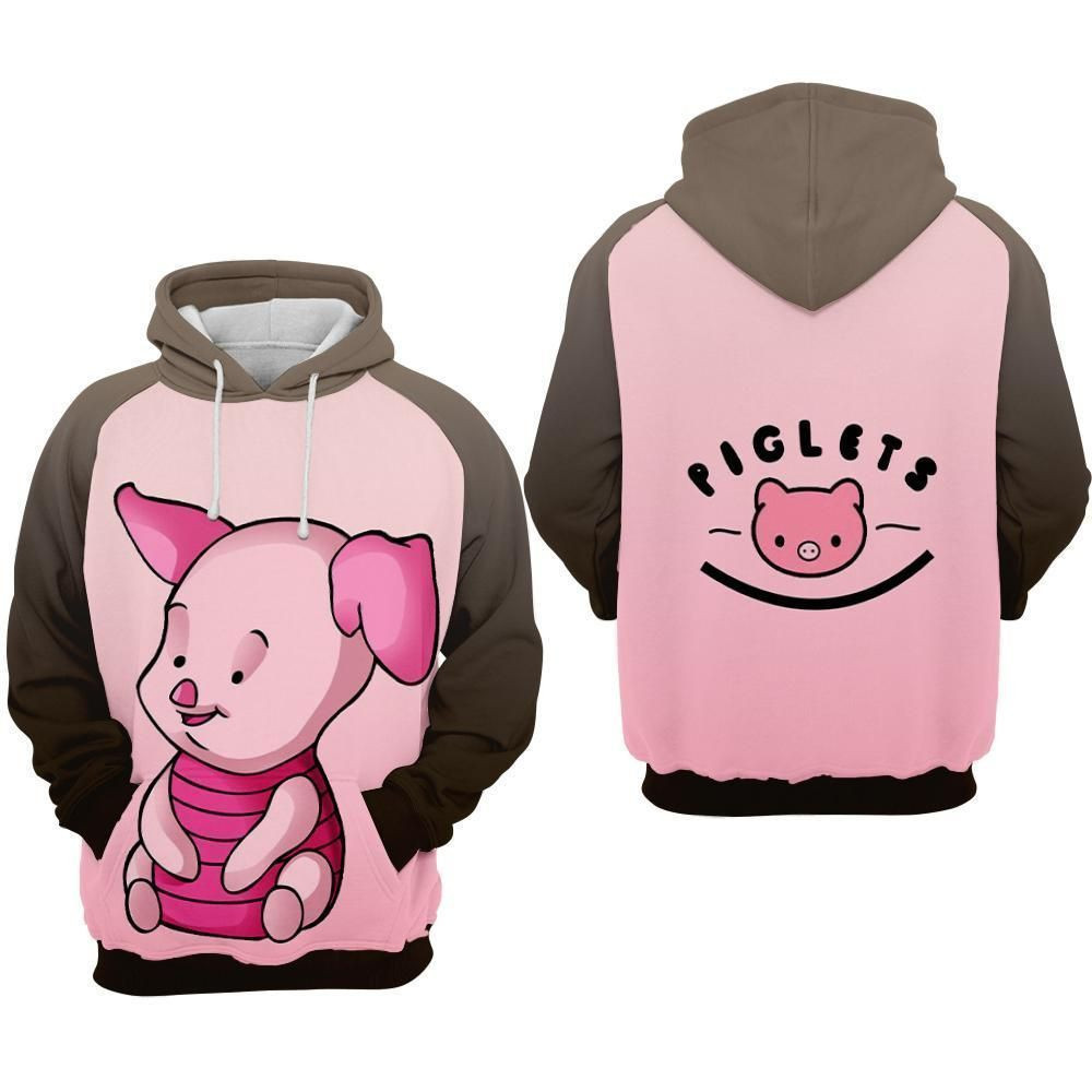 Piglet Cartoon Winnie The Pooh Over Print 3d Hoodie Zip Hoodie 560
