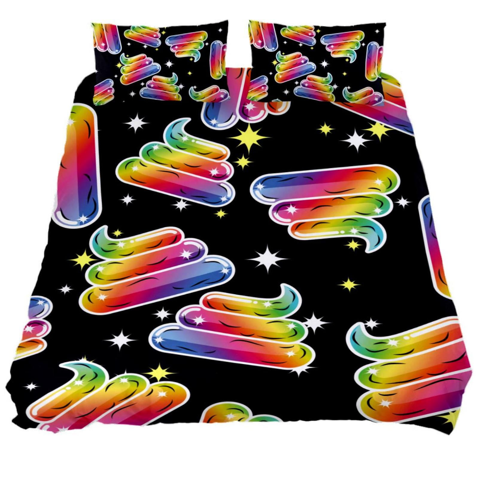 Funny Bedding Set Rainbow Poop Funny Pattern Duvet Covers