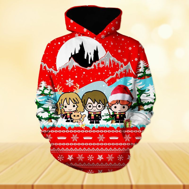 Harry Potter Hermione Granger Ron Weasley Christmas Over Print 3d Hoodie Zip Hoodie