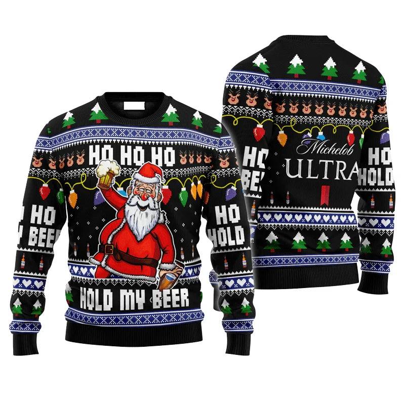 Michelob Ultra Drunken Santa Ugly Christmas Sweater
