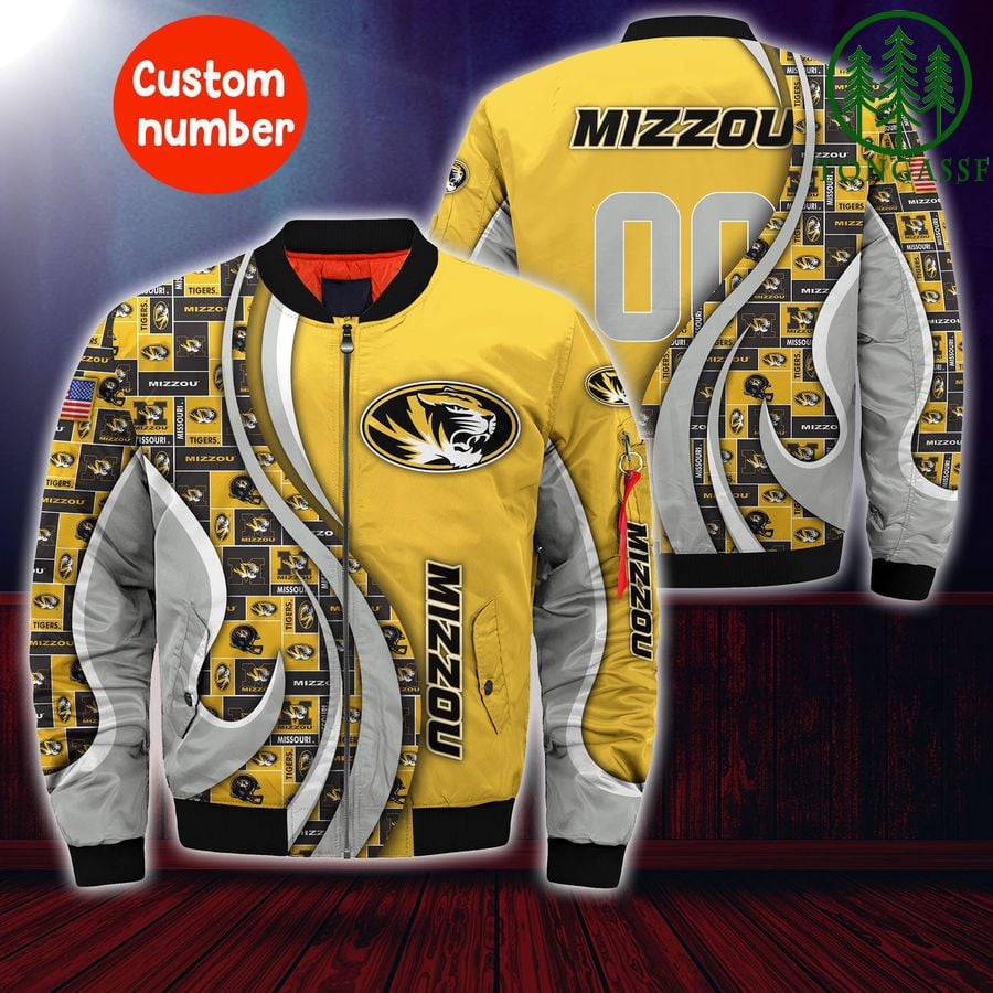 Missouri Tigers Custom Number Gold Grey Bomber Jacket
