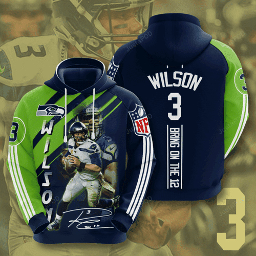 Seattle Seahawks Russell Wilson 3D All Over Print Hoodie & Zip Hoodie