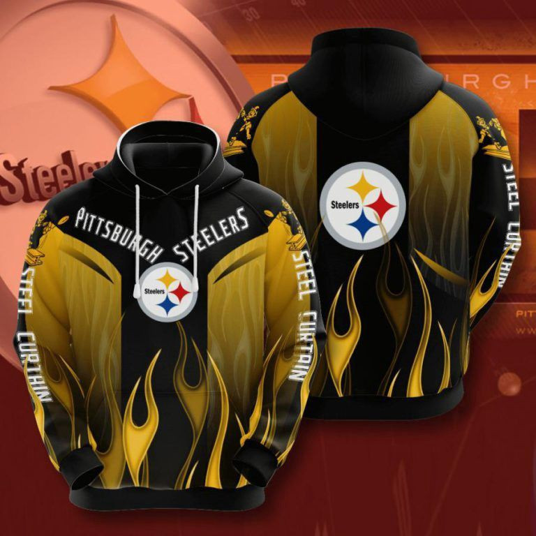 Pittsburgh Steelers Fire 3D All Over Print Hoodie & Zip Hoodie