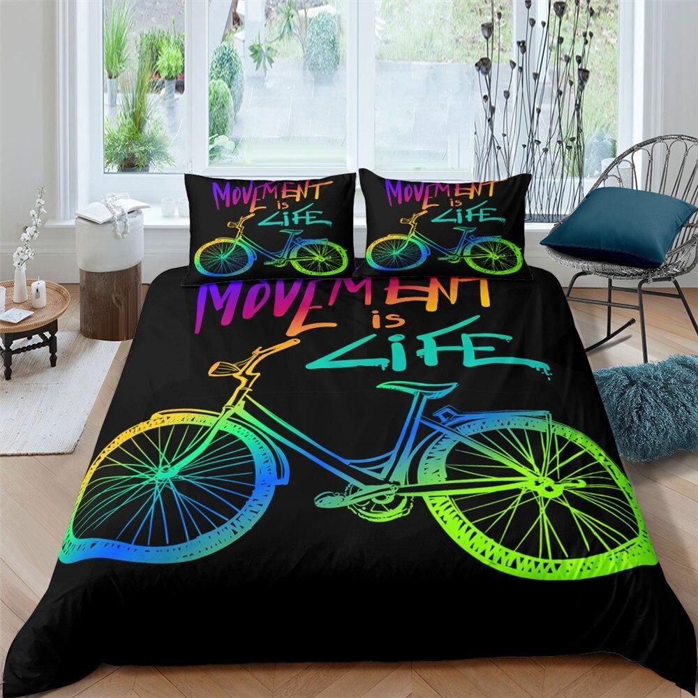 Bicycle Bedding Set Movement Is Life Bike Duvet Covers